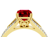 Yellow gold Emerald Cut Ruby Split Shank Engagement Ring with Pavé Band_4