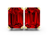 10K Yellow Gold 2.32 Carat Emerald Ruby Stud Earrings