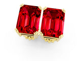 10K Yellow Gold 2.32 Carat Emerald Ruby Stud Earrings