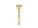 Yellow gold Emerald Cut Solitaire Cathedral Diamond Engagement Ring with Channel-Set Band and Four-Prong Setting_9