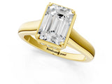 Yellow gold Emerald Cut Solitaire Diamond Engagement Ring with Four-Prong Setting and Tapered Band_8