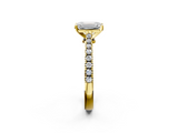 Yellow gold Emerald Cut Solitaire Diamond Engagement Ring with Pave Band and Four-Prong Setting_197