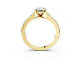 Yellow gold Emerald Cut Solitaire Diamond Engagement Ring with Pave Band and Four-Prong Setting_198