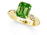 Yellow gold Emerald Cut Solitaire Diamond Engagement Ring with Twisted Pave Band and Four-Prong Setting_1