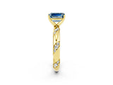 Yellow gold Emerald Cut Solitaire Diamond Engagement Ring with Twisted Pave Band and Four-Prong Setting_2