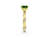 Yellow gold Emerald Cut Solitaire Diamond Engagement Ring with Twisted Pave Band and Four-Prong Setting_2
