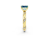 Yellow gold Emerald Cut Solitaire Diamond Engagement Ring with Twisted Pave Band and Four-Prong Setting_2