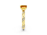 Yellow gold Emerald Cut Solitaire Diamond Engagement Ring with Twisted Pave Band and Four-Prong Setting_2