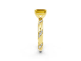 Yellow gold Emerald Cut Solitaire Diamond Engagement Ring with Twisted Pave Band and Four-Prong Setting_2