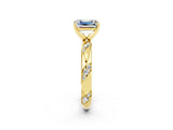 Yellow gold Emerald Cut Solitaire Diamond Engagement Ring with Twisted Pave Band and Four-Prong Setting_2