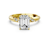 Yellow gold Emerald Cut Solitaire Diamond Engagement Ring with Twisted Pave Band and Four-Prong Setting_3