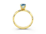 Yellow gold Emerald Cut Solitaire Diamond Engagement Ring with Twisted Pave Band and Four-Prong Setting_3