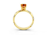 Yellow gold Emerald Cut Solitaire Diamond Engagement Ring with Twisted Pave Band and Four-Prong Setting_3