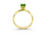 Yellow gold Emerald Cut Solitaire Diamond Engagement Ring with Twisted Pave Band and Four-Prong Setting_3