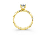 Yellow gold Emerald Cut Solitaire Diamond Engagement Ring with Twisted Pave Band and Four-Prong Setting_3