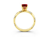 Yellow gold Emerald Cut Solitaire Diamond Engagement Ring with Twisted Pave Band and Four-Prong Setting_3