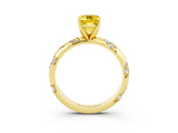 Yellow gold Emerald Cut Solitaire Diamond Engagement Ring with Twisted Pave Band and Four-Prong Setting_3