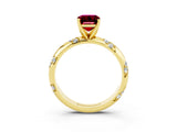 Yellow gold Emerald Cut Solitaire Diamond Engagement Ring with Twisted Pave Band and Four-Prong Setting_3