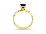Yellow gold Emerald Cut Solitaire Diamond Engagement Ring with Twisted Pave Band and Four-Prong Setting_3