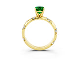 Yellow gold Emerald Cut Solitaire Diamond Engagement Ring with Twisted Pave Band and Four-Prong Setting_3