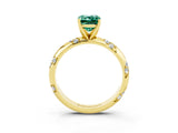 Yellow gold Emerald Cut Solitaire Diamond Engagement Ring with Twisted Pave Band and Four-Prong Setting_3
