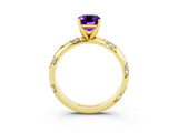 Yellow gold Emerald Cut Solitaire Diamond Engagement Ring with Twisted Pave Band and Four-Prong Setting_3