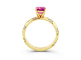 Yellow gold Emerald Cut Solitaire Diamond Engagement Ring with Twisted Pave Band and Four-Prong Setting_3