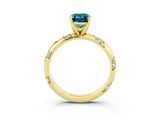 Yellow gold Emerald Cut Solitaire Diamond Engagement Ring with Twisted Pave Band and Four-Prong Setting_3