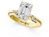 Yellow gold Emerald Cut Solitaire Diamond Engagement Ring with Twisted Pave Band and Four-Prong Setting_4