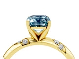 Yellow gold Emerald Cut Solitaire Diamond Engagement Ring with Twisted Pave Band and Four-Prong Setting_4
