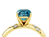 Yellow gold Emerald Cut Solitaire Diamond Engagement Ring with Twisted Pave Band and Four-Prong Setting_4