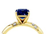 Yellow gold Emerald Cut Solitaire Diamond Engagement Ring with Twisted Pave Band and Four-Prong Setting_4