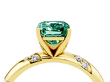 Yellow gold Emerald Cut Solitaire Diamond Engagement Ring with Twisted Pave Band and Four-Prong Setting_4