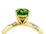 Yellow gold Emerald Cut Solitaire Diamond Engagement Ring with Twisted Pave Band and Four-Prong Setting_4