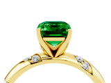 Yellow gold Emerald Cut Solitaire Diamond Engagement Ring with Twisted Pave Band and Four-Prong Setting_4