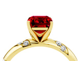 Yellow gold Emerald Cut Solitaire Diamond Engagement Ring with Twisted Pave Band and Four-Prong Setting_4