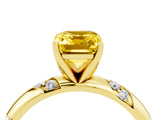 Yellow gold Emerald Cut Solitaire Diamond Engagement Ring with Twisted Pave Band and Four-Prong Setting_4