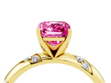 Yellow gold Emerald Cut Solitaire Diamond Engagement Ring with Twisted Pave Band and Four-Prong Setting_4