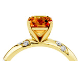 Yellow gold Emerald Cut Solitaire Diamond Engagement Ring with Twisted Pave Band and Four-Prong Setting_4