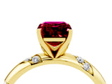 Yellow gold Emerald Cut Solitaire Diamond Engagement Ring with Twisted Pave Band and Four-Prong Setting_4