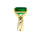 Yellow gold Emerald Cut Solitaire Diamond Engagement Ring with Twisted Pave Band and Four-Prong Setting_5