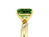 Yellow gold Emerald Cut Solitaire Diamond Engagement Ring with Twisted Pave Band and Four-Prong Setting_5