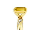 Yellow gold Emerald Cut Solitaire Diamond Engagement Ring with Twisted Pave Band and Four-Prong Setting_5