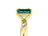 Yellow gold Emerald Cut Solitaire Diamond Engagement Ring with Twisted Pave Band and Four-Prong Setting_5