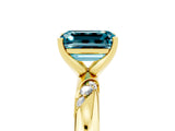 Yellow gold Emerald Cut Solitaire Diamond Engagement Ring with Twisted Pave Band and Four-Prong Setting_5