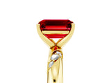 Yellow gold Emerald Cut Solitaire Diamond Engagement Ring with Twisted Pave Band and Four-Prong Setting_5
