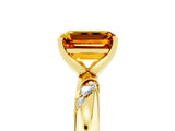 Yellow gold Emerald Cut Solitaire Diamond Engagement Ring with Twisted Pave Band and Four-Prong Setting_5