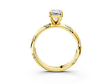 Yellow gold Emerald Cut Solitaire Diamond Engagement Ring with Twisted Pave Band and Four-Prong Setting_6
