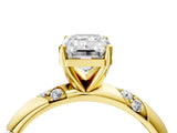 Yellow gold Emerald Cut Solitaire Diamond Engagement Ring with Twisted Pave Band and Four-Prong Setting_7