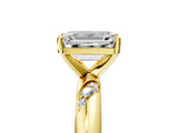 Yellow gold Emerald Cut Solitaire Diamond Engagement Ring with Twisted Pave Band and Four-Prong Setting_8